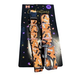 Buttons and Bones Dog Collar and Leash Set Size Medium NEW